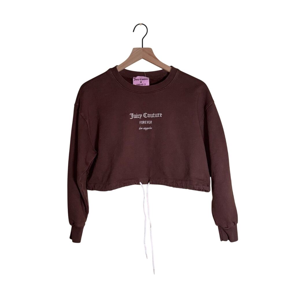 JUICY COUTURExFOREVER 21 Y2K embroidered cropped drawstring waist crewneck S